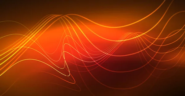 Elemento de diseño de onda de color brillante brillante abstracto sobre fondo oscuro: concepto de ciencia o tecnología — Vector de stock