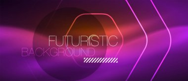 Neon parlayan dalga, sihirli enerji ve ışık arka plan. Vektör duvar kağıdı şablonu