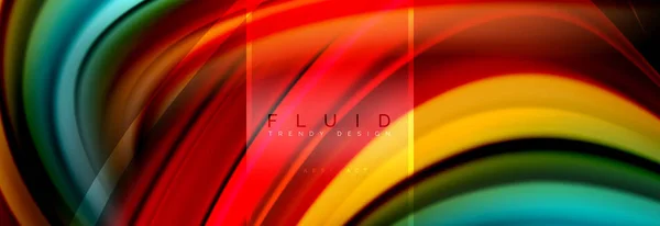 Fluid colors abstract background colorful poster, twisted liquid design on black, colorful marble or plastic wave texture backdrop, multicolored template for business or technology presentation or web — Stock Vector