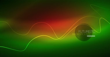 Soyut parlak glowinng renk dalga tasarım öğesi üzerinde koyu arka plan - bilim ya da teknoloji kavramı