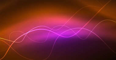 Soyut parlak glowinng renk dalga tasarım öğesi üzerinde koyu arka plan - bilim ya da teknoloji kavramı, vektör