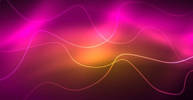Soyut parlak glowinng renk dalga tasarım öğesi üzerinde koyu arka plan - bilim ya da teknoloji kavramı