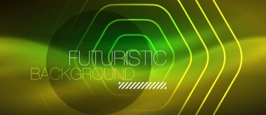 Neon parlayan dalga, sihirli enerji ve ışık arka plan. Vektör duvar kağıdı şablonu