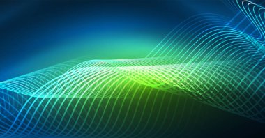 Soyut dalga koyu, parlak hareket üzerinde parlayan, Noel ve yeni yıl alan ışık sihirli. Techno arka plan