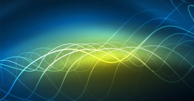 Soyut dalga koyu, parlak hareket üzerinde parlayan, Noel ve yeni yıl alan ışık sihirli. Techno arka plan