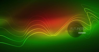 Soyut parlak glowinng renk dalga tasarım öğesi üzerinde koyu arka plan - bilim ya da teknoloji kavramı