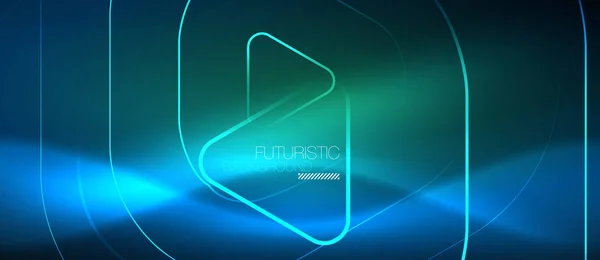 Neon glödande techno linjer, högteknologiska futuristiska abstrakt bakgrund mall med geometriska former — Stock vektor
