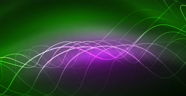 Absztrakt fényes glowinng színes wave design elem sötét háttér - tudomány vagy a technológia koncepció — Stock Vector