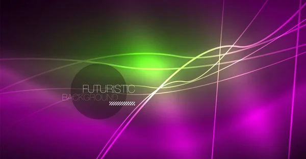 Neon gloeiende magische achtergrond, neon banner, nacht hemel achtergrond. Magische lichteffect. Christmas abstract patroon. — Stockvector