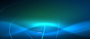 Neon parlayan techno hatları, yüksek teknoloji fütüristik arka plan şablonu geometrik şekillerle