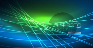 Neon parlayan sihirli arka plan, neon afiş, gece gökyüzü duvar kağıdı. Sihirli ışığı efekti. Noel soyut desen.