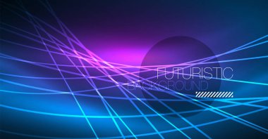 Neon parlayan sihirli arka plan, neon afiş, gece gökyüzü duvar kağıdı. Sihirli ışığı efekti. Noel soyut desen.