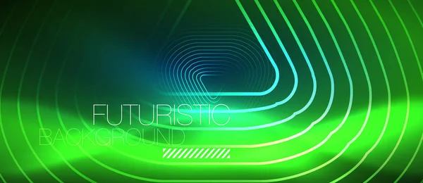 Neon gloeiende techno lijnen, sjabloon van de hi-tech futuristische abstracte achtergrond met geometrische vormen — Stockvector