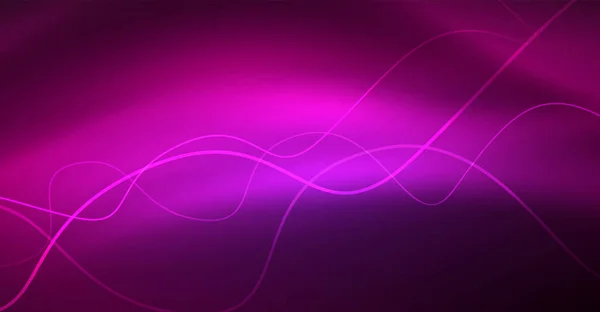 抽象的な光沢のある glowinng カラー波デザイン要素に暗い背景に - 科学または技術の概念 — ストックベクタ