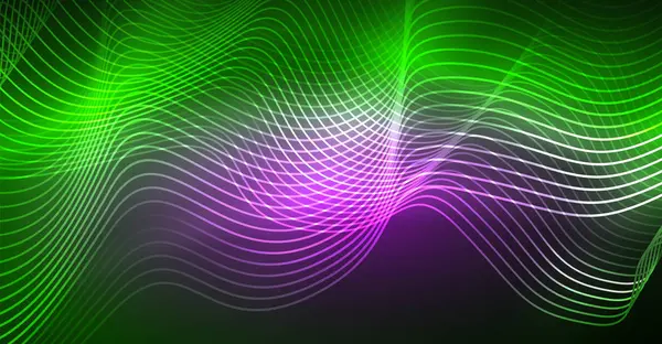 Absztrakt fényes glowinng színes wave design elem sötét háttér - tudomány vagy a technológia koncepció — Stock Vector
