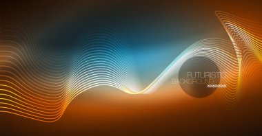 Soyut parlak glowinng renk dalga tasarım öğesi üzerinde koyu arka plan - bilim ya da teknoloji kavramı