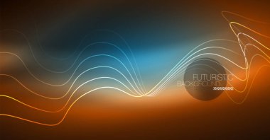 Soyut parlak glowinng renk dalga tasarım öğesi üzerinde koyu arka plan - bilim ya da teknoloji kavramı