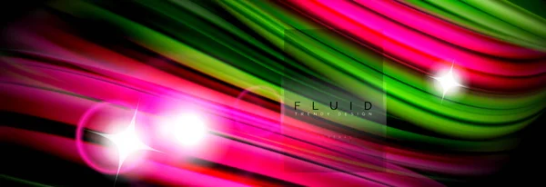 Mezcla de ondas de color en formas fluidas negras y líquidas — Archivo Imágenes Vectoriales