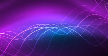 Soyut dalga koyu, parlak hareket üzerinde parlayan, Noel ve yeni yıl alan ışık sihirli. Vektör techno arka plan