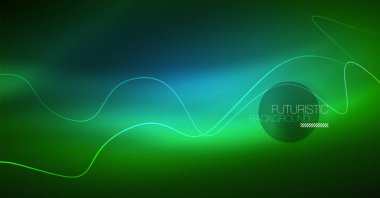 Soyut parlak glowinng renk dalga tasarım öğesi üzerinde koyu arka plan - bilim ya da teknoloji kavramı, vektör