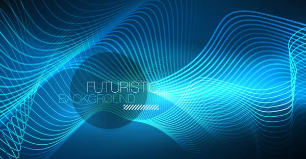 Glowing abstract wave on dark, shiny motion, Christmas and New Year magic space light. Techno abstract background — Stock Vector