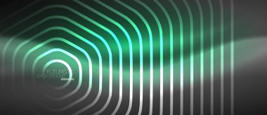 Siyah ve parlak renkli çizgiler neon tasarım, magin techno şablon arka plan