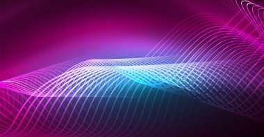 Soyut parlak glowinng renk dalga tasarım öğesi üzerinde koyu arka plan - bilim ya da teknoloji kavramı