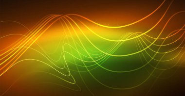 Soyut parlak glowinng renk dalga tasarım öğesi üzerinde koyu arka plan - bilim ya da teknoloji kavramı