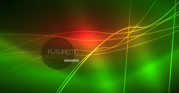 Digitale technologie abstracte achtergrond - neon geometrisch ontwerp. Abstracte gloeiende lijnen. Kleurrijke techno achtergrond. Futuristische vorm. — Stockvector