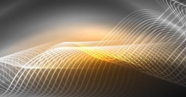 Neon satırları dalga geçmiş. Soyut Kompozisyon