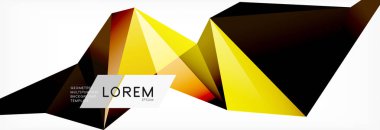 3D kartı ışık zemin üzerinde. Soyut üçgen desen. Futuristik geometrik arka plan.