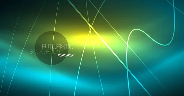 Digital technology abstract background - neon geometric design. Abstract glowing lines. Colorful techno background. Futuristic shape. — Stock Vector