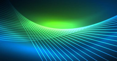 Neon parlayan sihirli arka plan, neon afiş, gece gökyüzü duvar kağıdı. Sihirli ışığı efekti. Noel soyut desen.