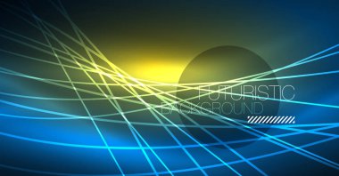 Neon parlayan sihirli arka plan, neon afiş, gece gökyüzü duvar kağıdı. Sihirli ışığı efekti. Noel soyut desen.