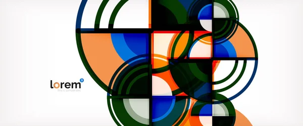 Круглый абстрактный фон, яркие красочные круглые геометрические формы — стоковый вектор