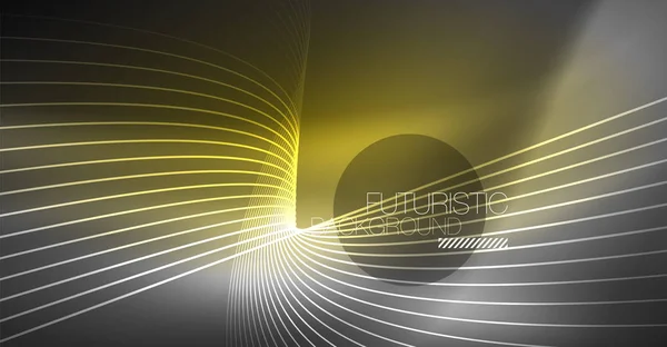 数字技术抽象背景-霓虹灯几何设计。抽象的发光线条。五颜六色的技术背景。未来派形状. — 图库矢量图片