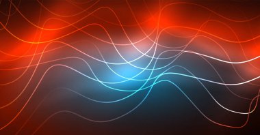 Neon satırları dalga geçmiş. Soyut Kompozisyon