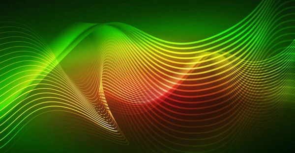 暗背景上抽象闪亮的光华色波设计元素--科学或技术概念 — 图库矢量图片