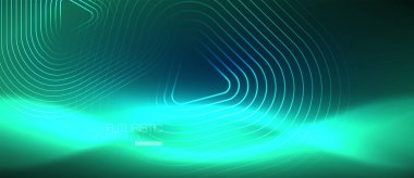 Neon parlayan techno hatları, yüksek teknoloji fütüristik arka plan şablonu geometrik şekillerle