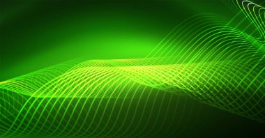 Soyut parlak glowinng renk dalga tasarım öğesi üzerinde koyu arka plan - bilim ya da teknoloji kavramı