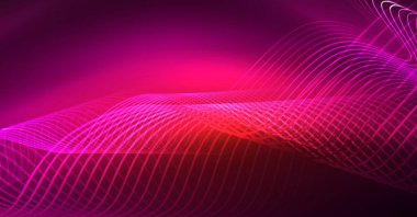 Soyut parlak glowinng renk dalga tasarım öğesi üzerinde koyu arka plan - bilim ya da teknoloji kavramı