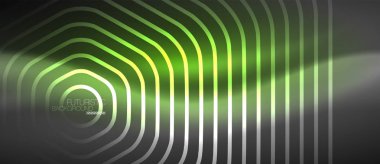 Siyah ve parlak renkli çizgiler neon tasarım, magin techno şablon arka plan