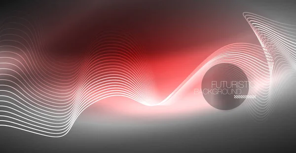 Neon lines wave background. Abstract composition — Stock Vector