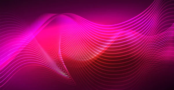Abstracte glanzend glowinng kleur Golf ontwerpelement op donkere achtergrond - concept van de wetenschap of technologie — Stockvector