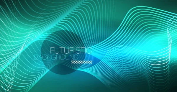 Glowing abstract wave on dark, shiny motion, Christmas and New Year magic space light. Techno abstract background — Stock Vector