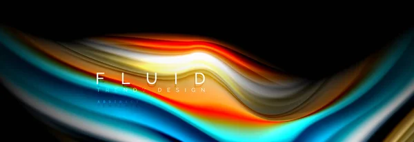 Abstrakte Wellenlinie Wasser 3d Hintergrund. wellenförmige Flüssigkeit. Farbspritzer auf Schwarz — Stockvektor