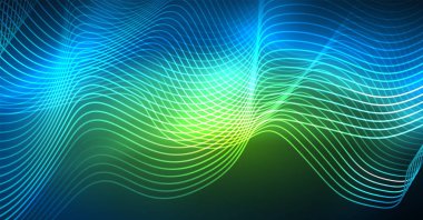 Soyut dalga koyu, parlak hareket üzerinde parlayan, Noel ve yeni yıl alan ışık sihirli. Techno arka plan