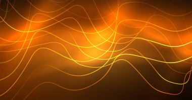 Soyut parlak glowinng renk dalga tasarım öğesi üzerinde koyu arka plan - bilim ya da teknoloji kavramı