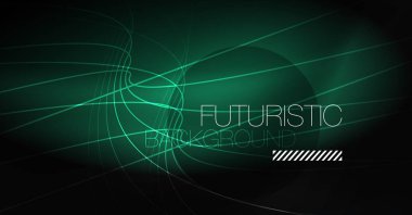 Dijital teknoloji arka plan - neon geometrik tasarım. Soyut parlak çizgiler. Renkli techno arka plan. Fütüristik şekli.
