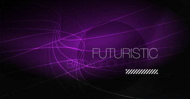 Dijital teknoloji arka plan - neon geometrik tasarım. Soyut parlak çizgiler. Renkli techno arka plan. Fütüristik şekli.
